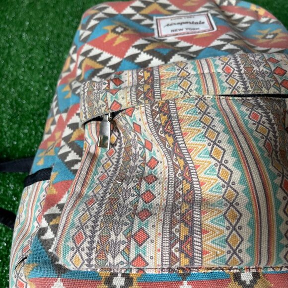 Aeropostale Geometric Pattern Bohemian Style Pockets Medium Backpack Bookbag - Picture 3 of 15